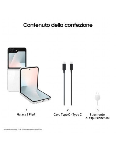Samsung Galaxy Z Flip7 FE Smartphone AI, RAM 8GB, 128GB, Display 3,4" Super AMOLED/6,7" Dynamic AMOLED 2X, Fotocamera 50MP,