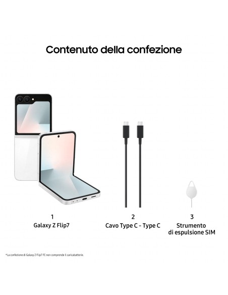 Samsung Galaxy Z Flip7 FE Smartphone AI, RAM 8GB, 128GB, Display 3,4" Super AMOLED/6,7" Dynamic AMOLED 2X, Fotocamera 50MP,