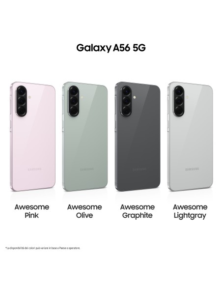 Samsung Galaxy A56 5G, Smartphone con Funzioni intelligenti, Display Super AMOLED 6.7”, 8GB RAM, 256GB, Camera 50MP, Batteria