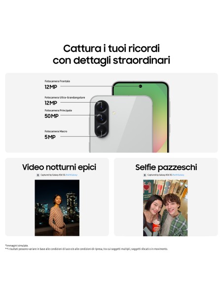 Samsung Galaxy A56 5G, Smartphone con Funzioni intelligenti, Display Super AMOLED 6.7”, 8GB RAM, 256GB, Camera 50MP, Batteria